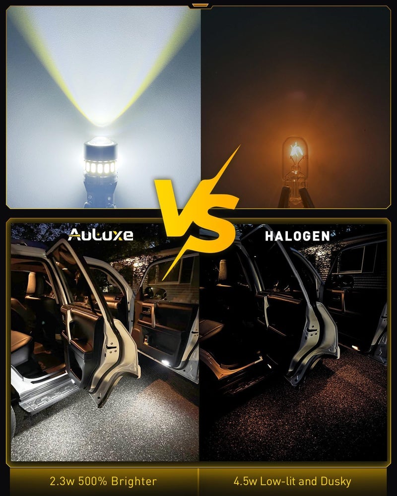 AULUXE 194 لمبة LED – أكثر سطوعًا بنسبة 500%، 6500K أبيض، خالية من الأخطاء CANBUS – ساطعة للغاية لرقم اللوحة، القبة، الخريطة، الصندوق، الباب، أضواء المجاملة – تناسب T10، 168، 2825، W5W – عبوة من 2 - Image 4
